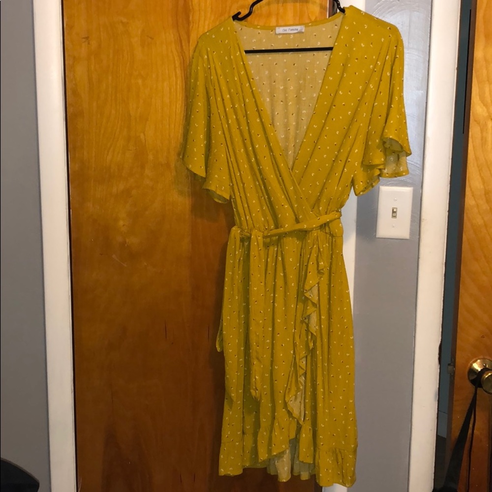 Floral Faux Wrap Dress Size L